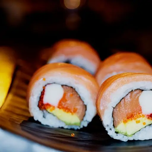 Serviervorschlag für Crunchy Lachs Futo (große Rolle,10 Stück)