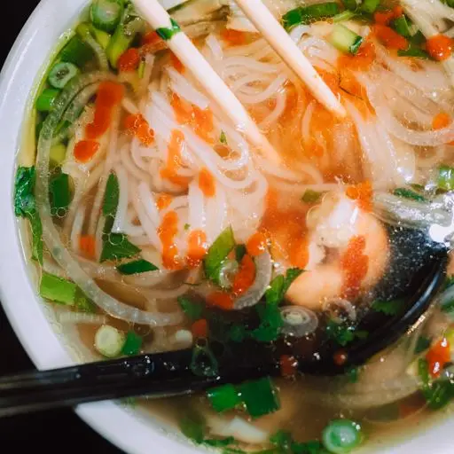 Serviervorschlag für Vietnamesische Reisnudelsuppe Pho - Hähnchenfleisch